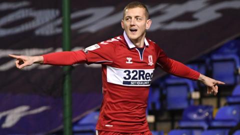 George Saville celebrates his winner for Middlesbrough at Coventry City