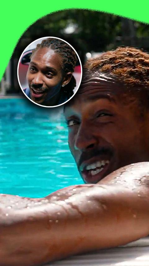 Djed Spence at the swimming pool