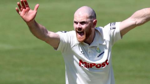 James Harris appeals for wicket for Glamorgan