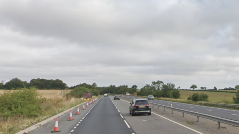 A14 near a layby at Creeting St Mary