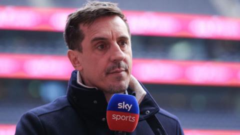 Gary Neville commentating for Sky Sports