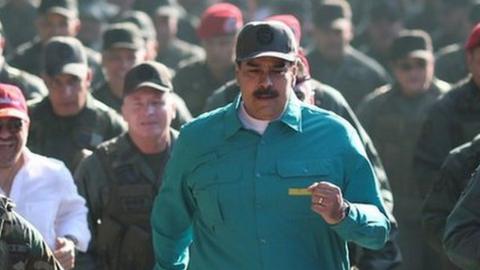 Nicolas Maduro during a military exercise