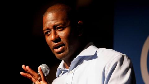 Democratic gubernatorial candidate Andrew Gillum speaks at the Wakulla Community Center in Crawfordville, Florida, U.S., November 5, 2018