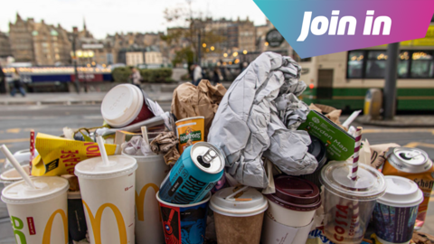 Pile of litter on Scotland street 
