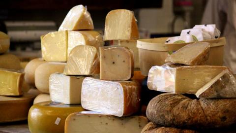 Artisan cheese on sale in a US cheese shop