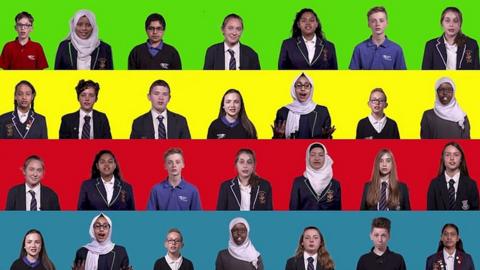 graphic montage of secondary school students