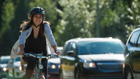 Woman on a bike