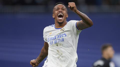 Eder Militao celebrating his equaliser for Real Madrid