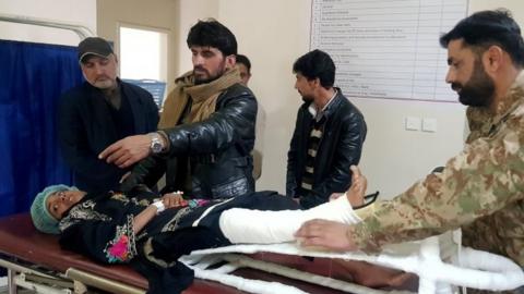 Samina, 12, who was rescued after heavy snowfall and avalanches in Bakwali village in Neelum Valley near line of control (LoC), receives first aid at a hospital in Muzaffarabad, Pakistan January 15, 2020.