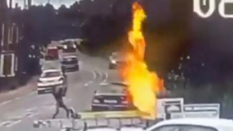 Speed camera on fire