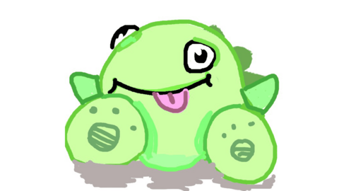 A drawing of a green monster