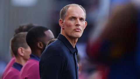 Thomas Tuchel looks on during England's game against Andorra 