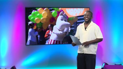 De-Graft on the Newsround set