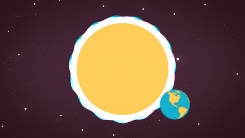 Diagram of the Earth with the massive Sun behind it