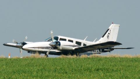 The twin engine plane at Deenethorpe Airfield