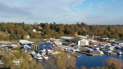 Aerial image of Broom boatyard in Brundall 