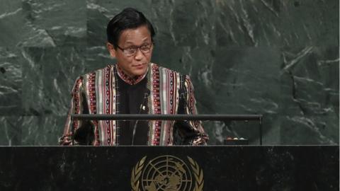 Henry Van Thio, Vice President of Myanmar, addresses the United Nations General Assembly at UN headquarters, 20 September 2017 in New York City.