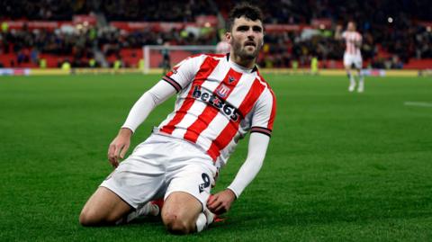 Tom Cannon celebrates after scoring against Portsmouth