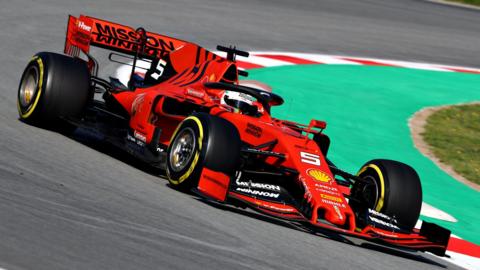 Sebastian Vettel in the Ferrari