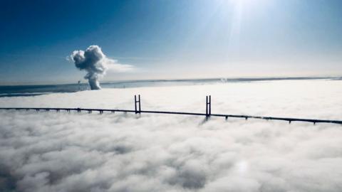 Prince of Wales Bridge in fog