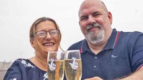 Helen and Lee Kuchczynski toast their EuroMillions win