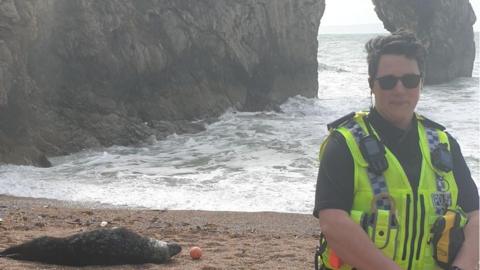 Police officer with the seal