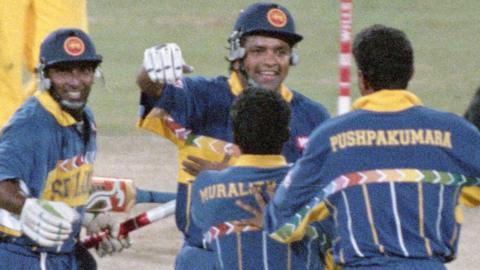 Sri Lanka celebrate winning the 1996 World Cup