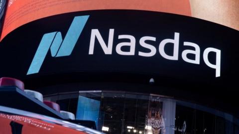 Nasdaq stock exchange sign in new York