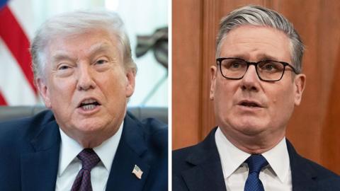 A composite picture showing Donald Trump on the left and Keir Starmer on the right