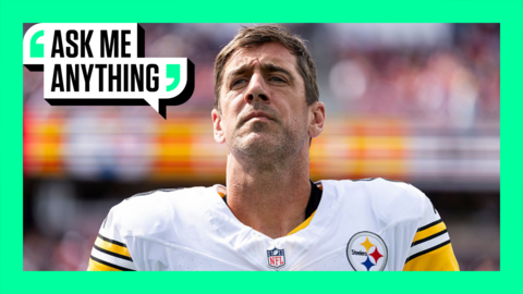 Aaron Rodgers with an Ask Me Anything border around him