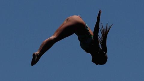 Kaylea Arnett of the United States dives during the Red Bull Cliff Diving World Final 