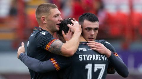 Motherwell players celebrating