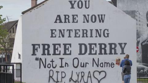 A message of condolence on the Free Derry mural in Londonderry