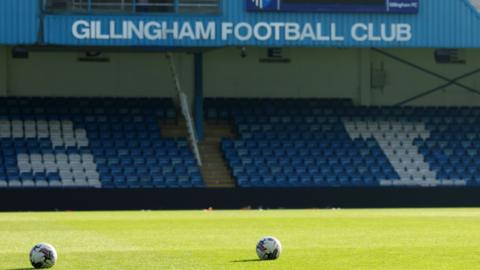 A general view inside Gillingham's home ground Priestfield