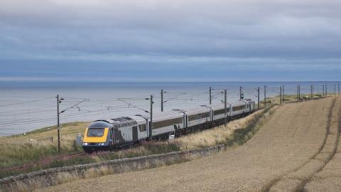 Upgraded high-speed train crossing into Scotland on Friday evening.