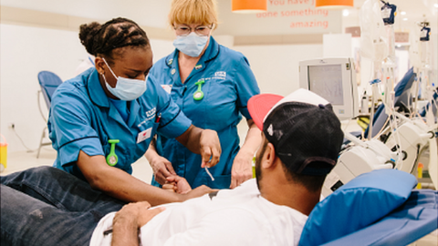 Man donating plasma