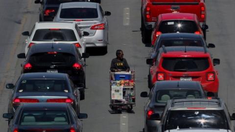 A traffic jam on the Zaragoza International Bridge, which connects El Paso and Ciudad Juarez.