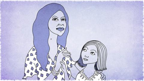 Illustration of a mother and her daughter