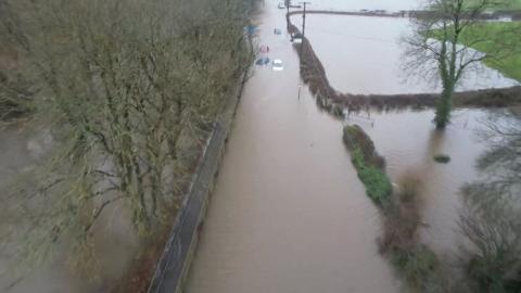 There is flooding across Wales following stormy conditions