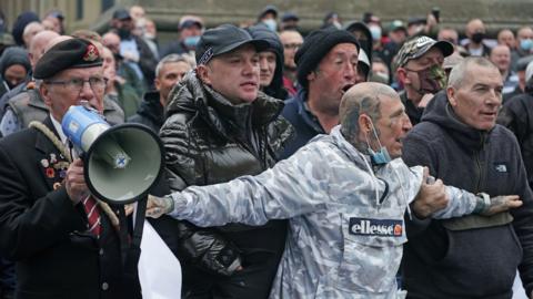 Protesters by Grey's Monument,. Newcastle