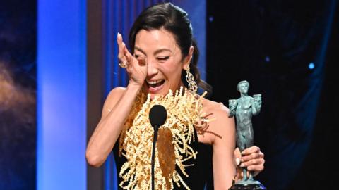 Michelle Yeoh speaks onstage at the 29th Annual Screen Actors Guild Awards held at the Fairmont Century Plaza on February 26, 2023 in Los Angeles, California.