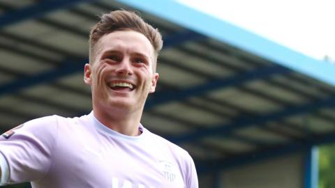 Notts County's Macaulay Langstaff celebrates a goal