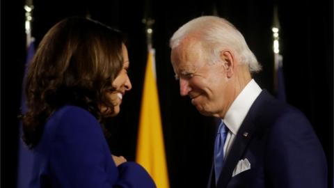 Kamala Harris and Joe Biden in Wilmington, Delaware, 12 August 2020