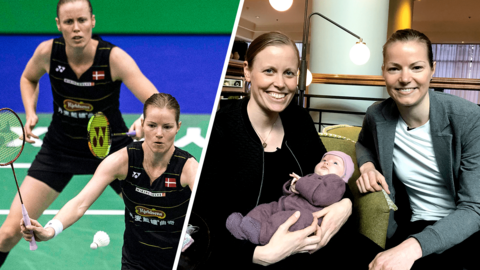 Kamilla Rytter Juhl and Christinna Pedersen with their baby daughter, Molly