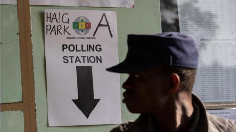 Police officer at polling station