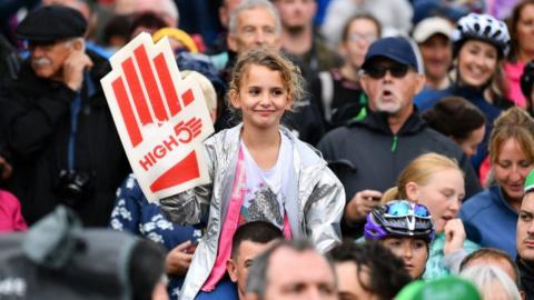 Spectators in Mansfield in Nottinghamshire during the 15th Tour of Britain 2018