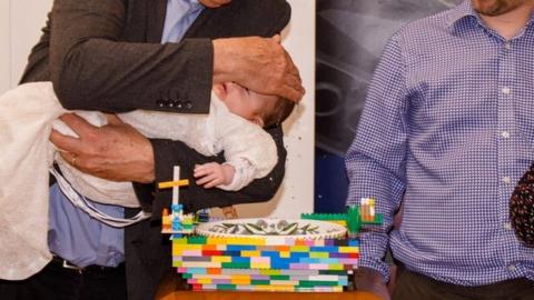 Baptism in Lego font