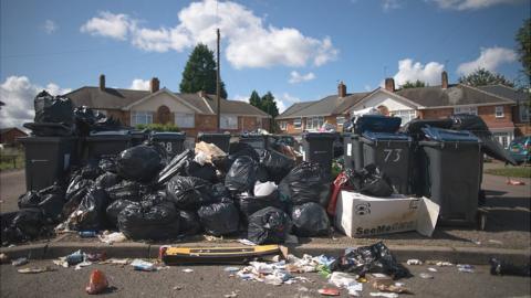 Uncollected waste in Alum Rock, Birmingham
