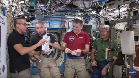 Joe Acaba, Commander Randy Bresnik, Paolo Nespoli and Mark Vande Hei on the ISS