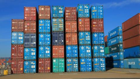Containers piled up